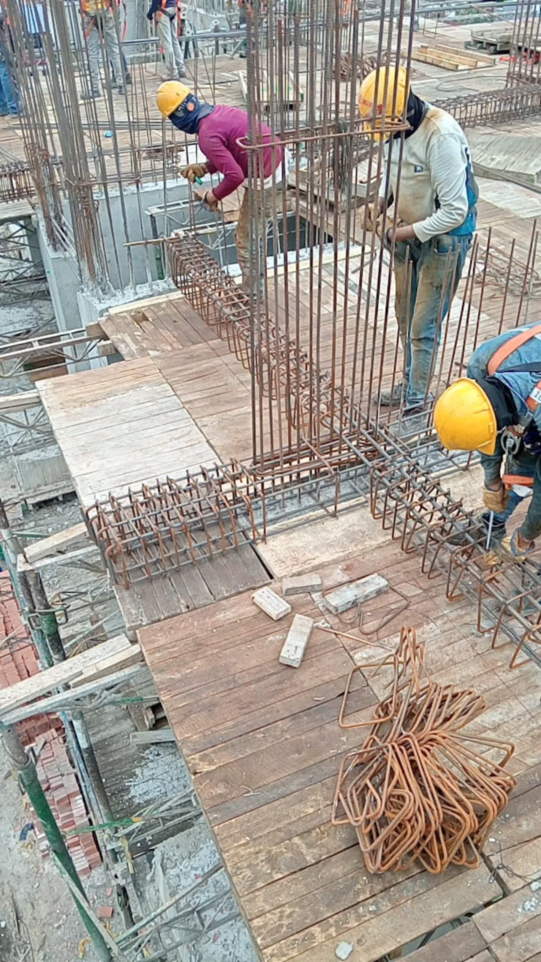 Armado de columnas en concreto para una bodega en obra en Medellín